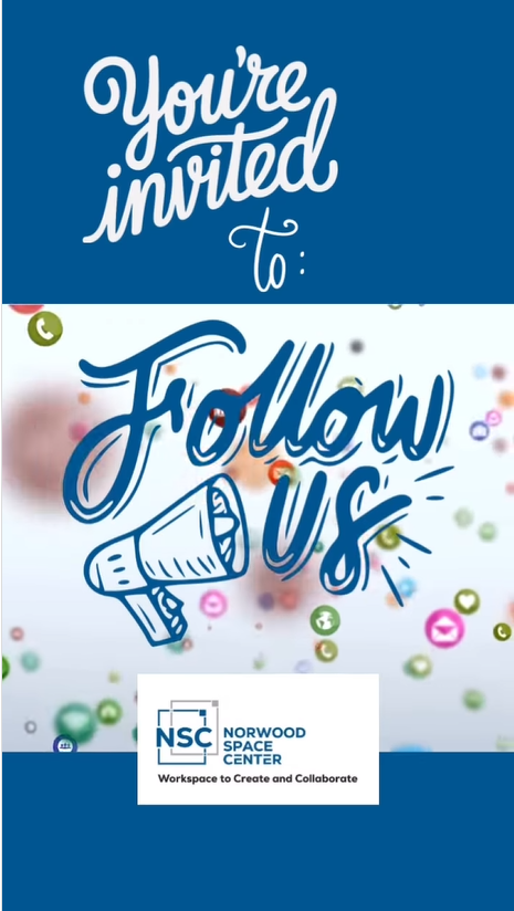 Norwood Space Center social media post encouraging followers to connect and stay updated