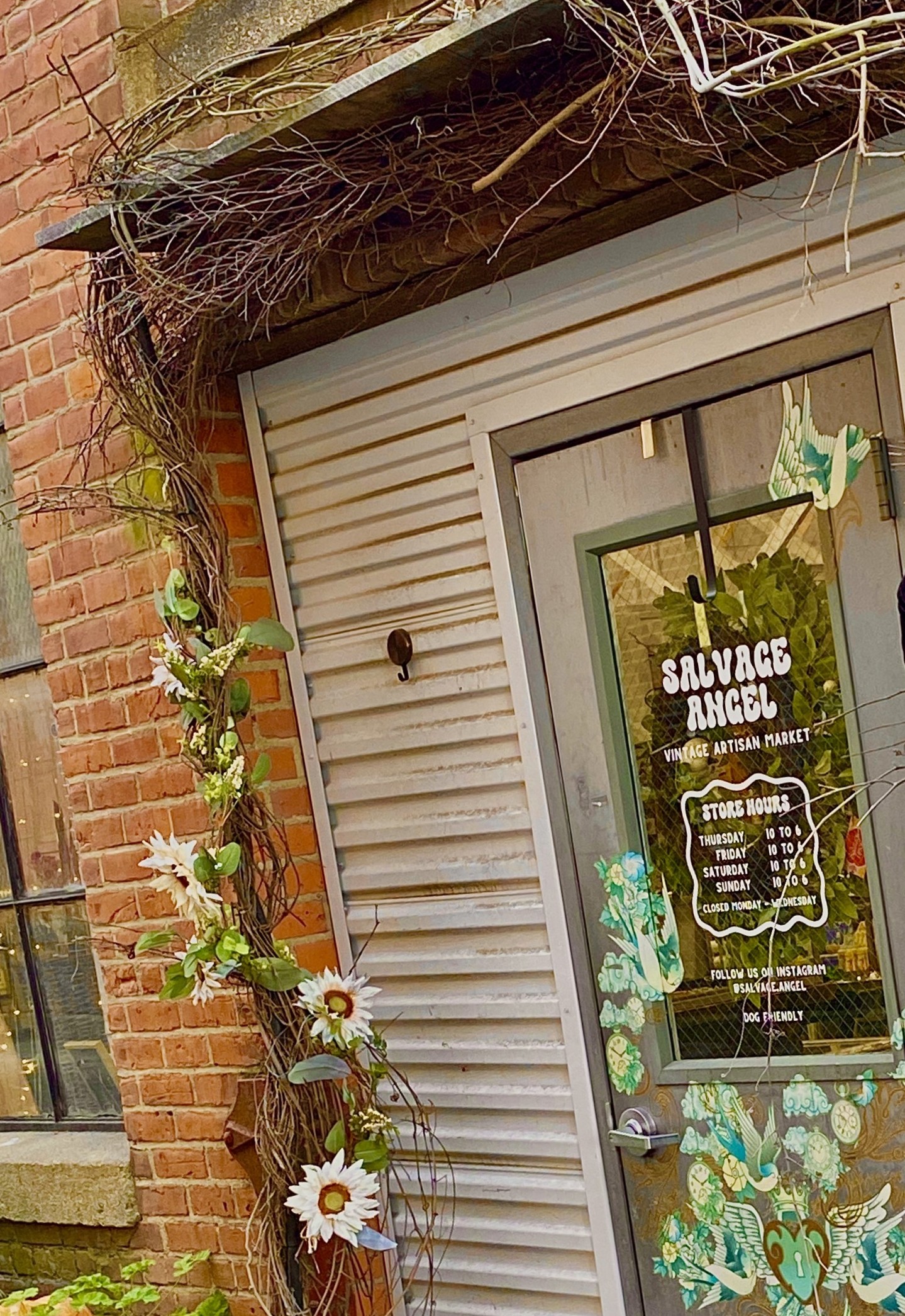 Back-to-school shopping at Salvage Angel vintage market inside NSC with retro fashion, graphic tees, and denim
